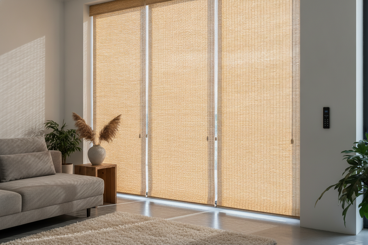 Motorized Bamboo Shades: The Architectural Guide to Natural Textures, Automated Lift, and Light Control