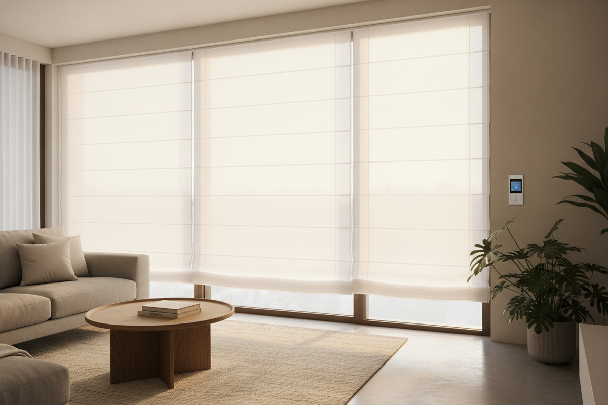 Roman Shades for Living Room Design: Fold Styles, Light Control, and Fabric Selection Guide