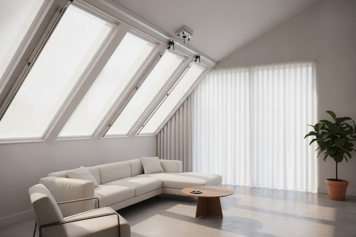 Blind for Skylight Guide: Gravity-Resistant Tracks, Tensioned Fabrics, and Overhead Light Control