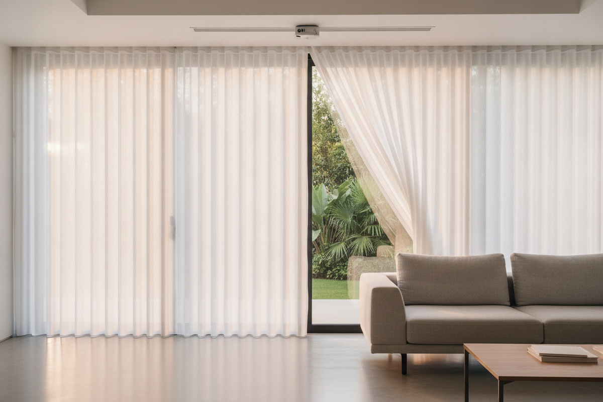 Sheer Blinds for Sliding Glass Doors: Track Mechanics, Fabric Vanes, and Patio Light Diffusion