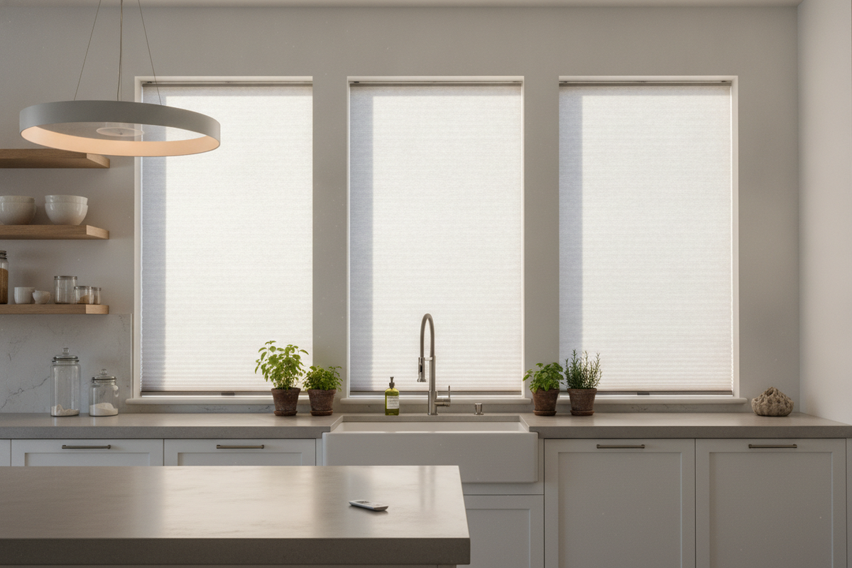 Cellular Shades for Kitchen Windows: Moisture Zones, Fabric Care, and Light Control