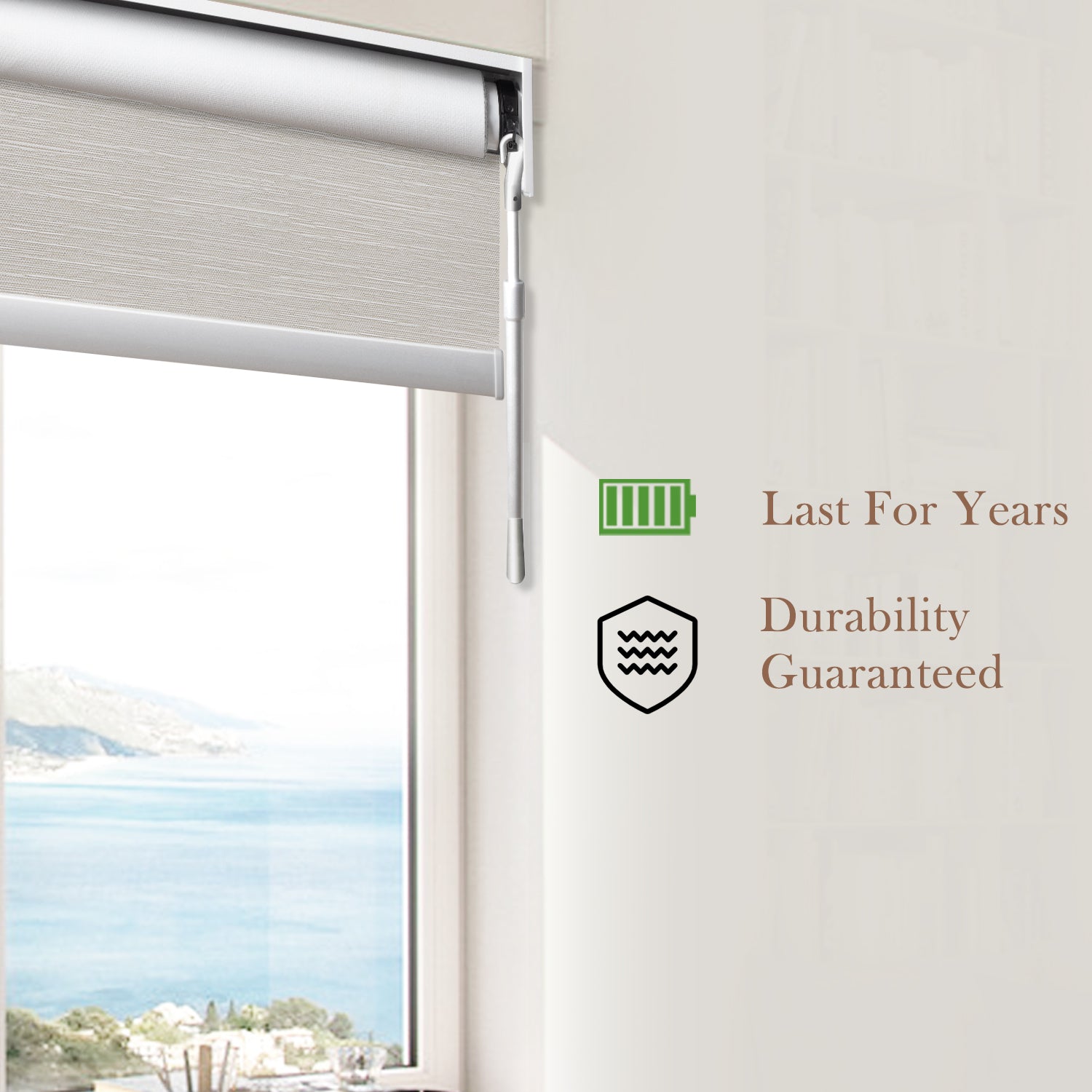 Canisteo Motorized Wand Roller Shades | Blackout | Neat