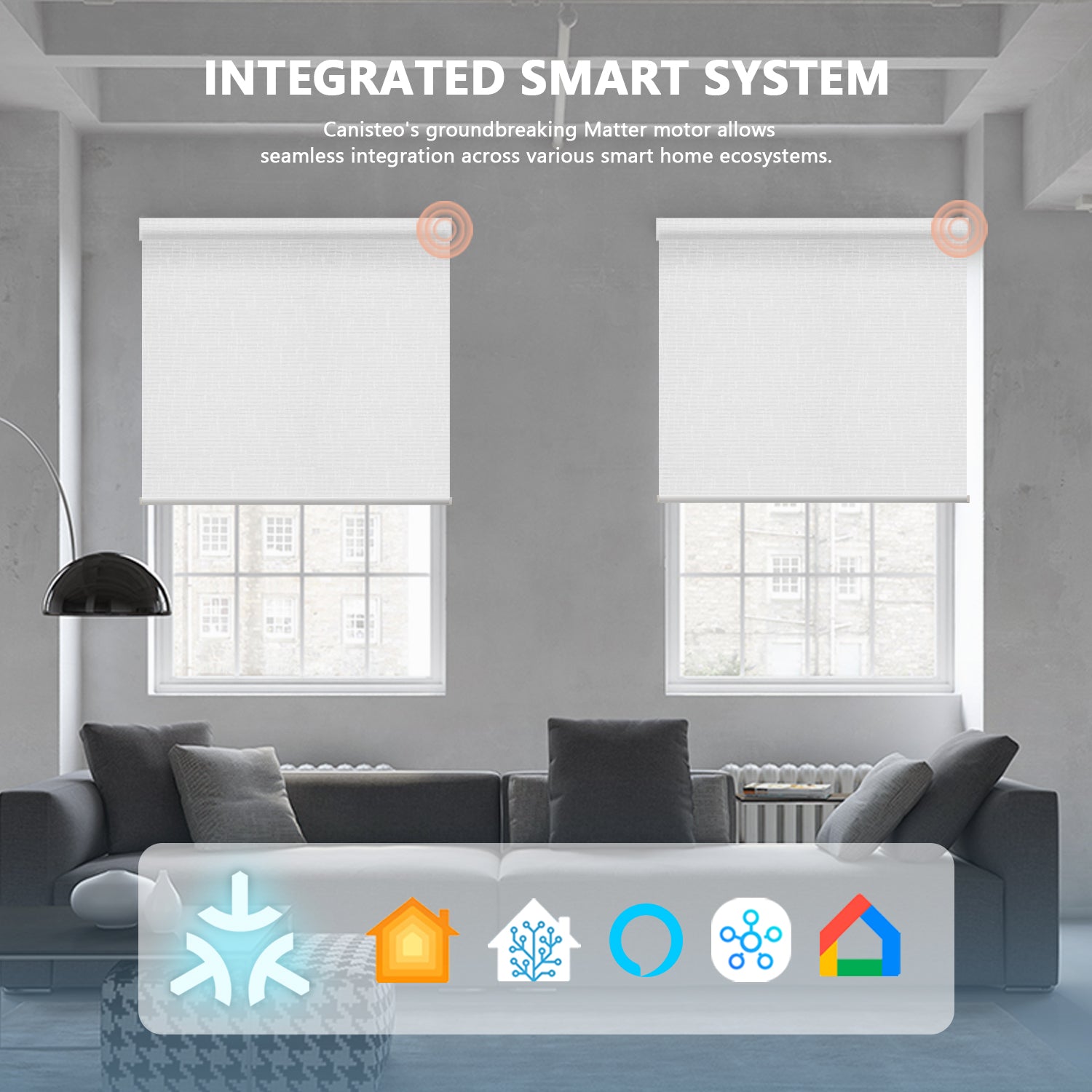 Canisteo Motorized Roller Shades | Blackout | Pure