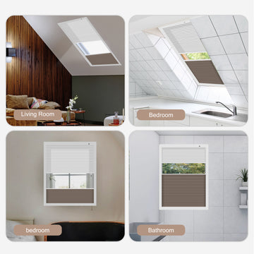 Collage of a ceiling-mounted light fixture in different rooms labeled 'Living Room', 'Bedroom', and 'Bathroom'.