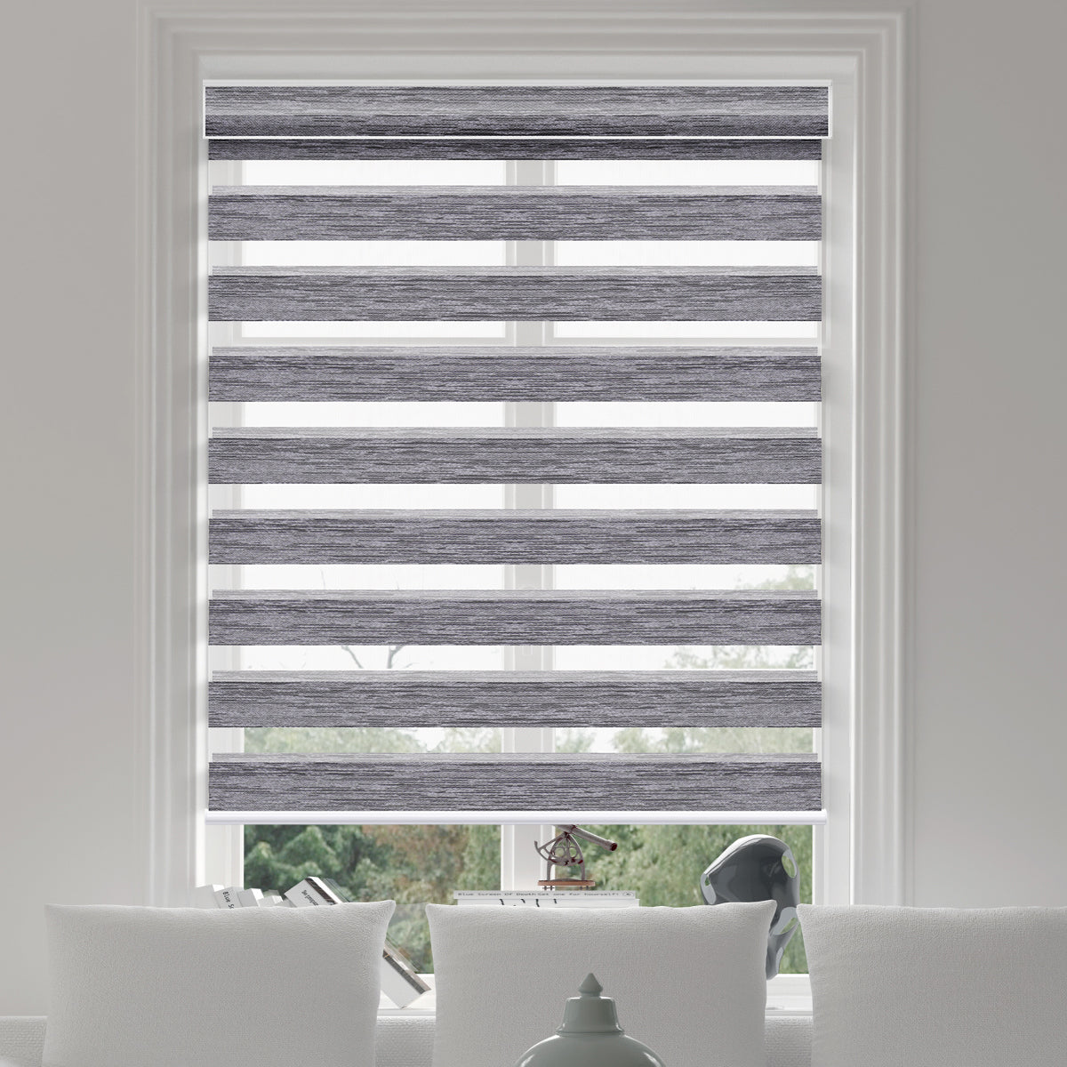 Canisteo Motorized Zebra Shades | 85% BLACKOUT | Aurora