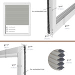 Technical diagram of a custom cellular shades with measurements and details.