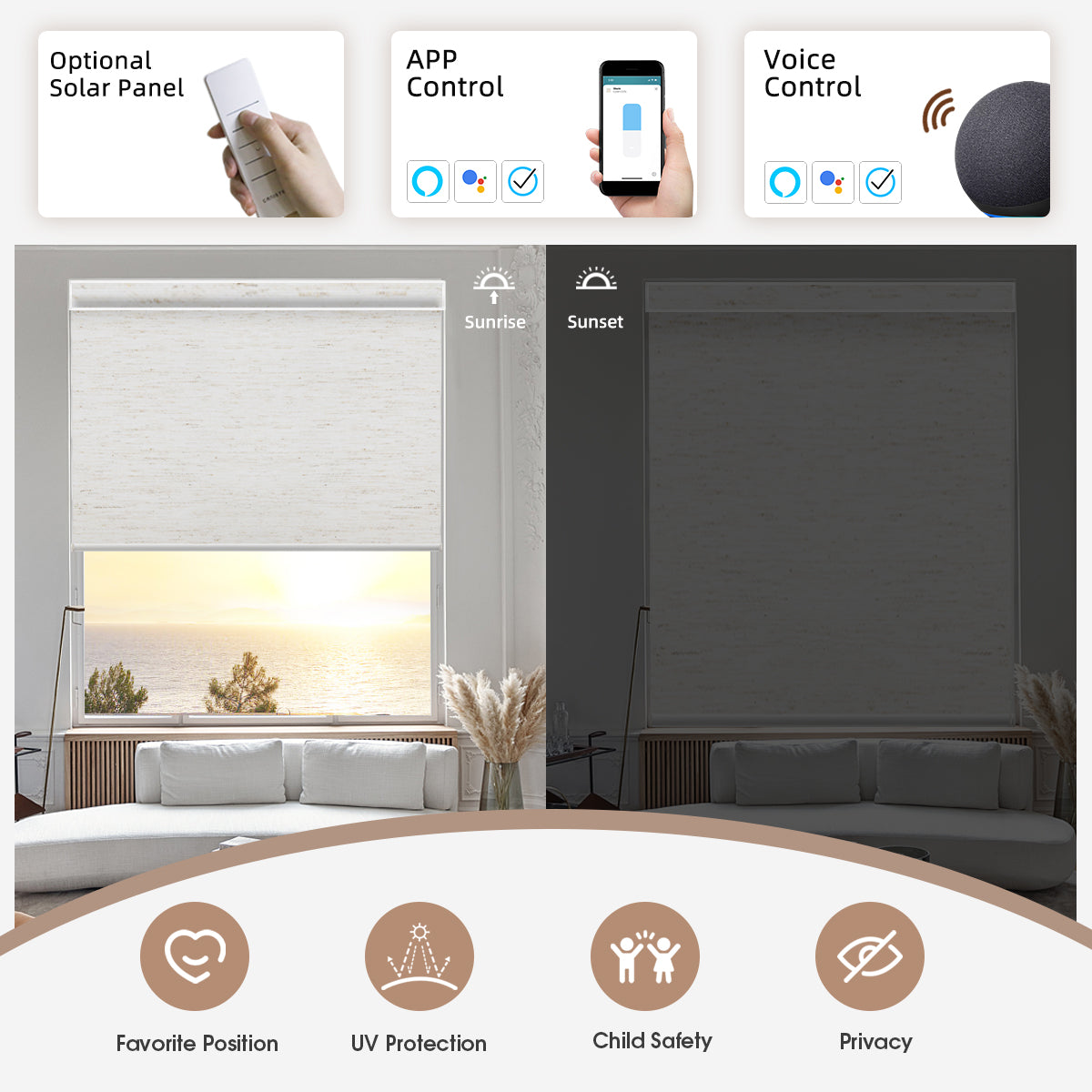 Canisteo Motorized Roller Shades | Blackout | Linen