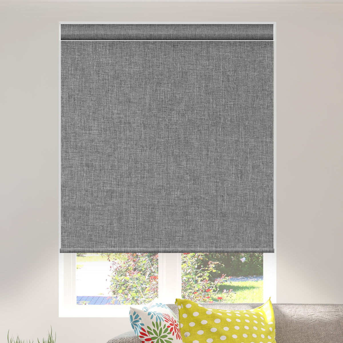 Canisteo Motorized Roller Shades | Blackout | Neat